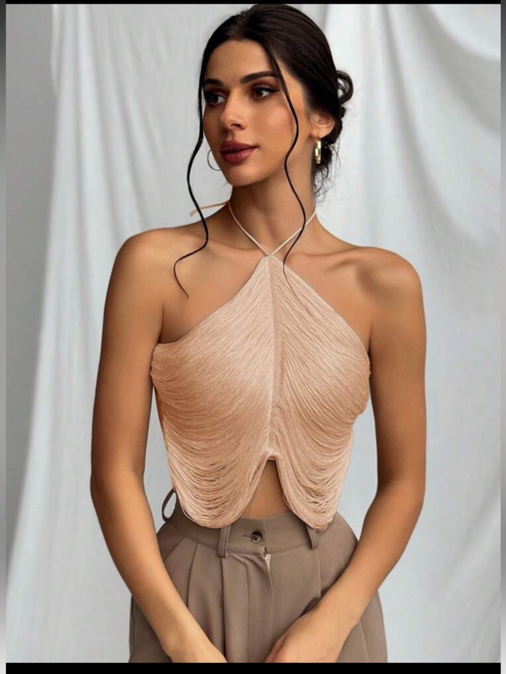 Tassel Halter Neck Elegant Women Camisole Top